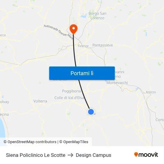 Siena Policlinico Le Scotte to Design Campus map