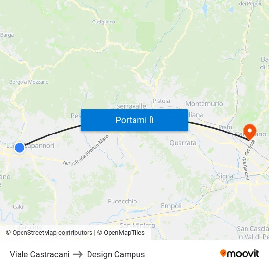 Viale Castracani to Design Campus map