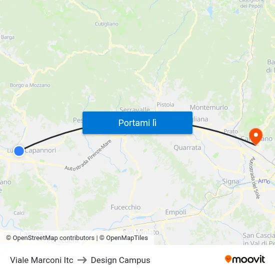 Viale Marconi Itc to Design Campus map