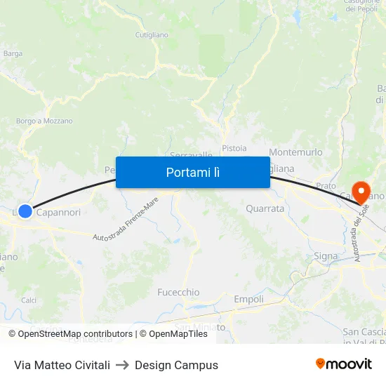 Via Matteo Civitali to Design Campus map