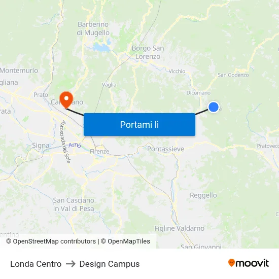 Londa Centro to Design Campus map