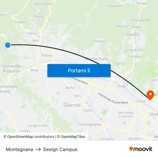 Montagnana to Design Campus map