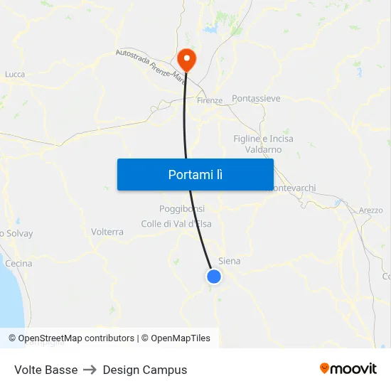 Volte Basse to Design Campus map