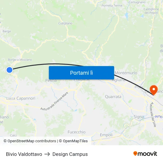 Bivio Valdottavo to Design Campus map