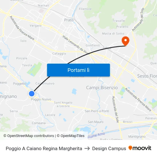 Poggio A Caiano Regina Margherita to Design Campus map