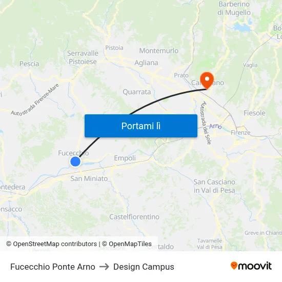 Fucecchio Ponte Arno to Design Campus map