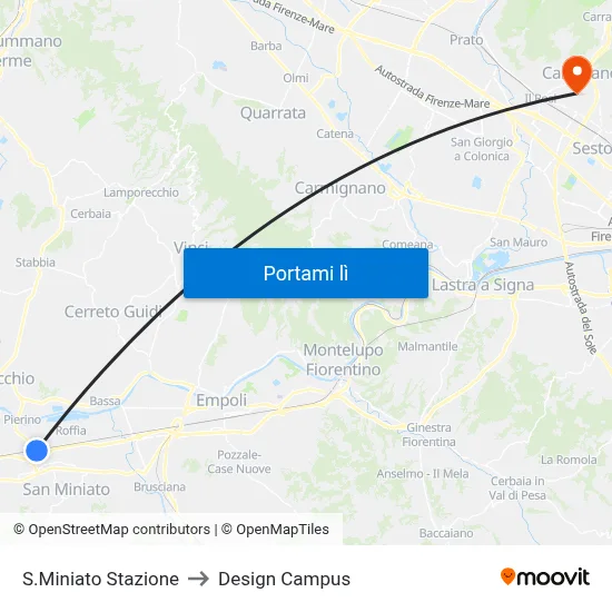 S.Miniato Stazione to Design Campus map