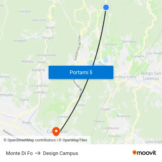 Monte Di Fo to Design Campus map