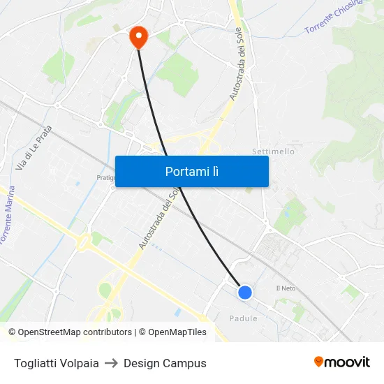 Togliatti Volpaia to Design Campus map