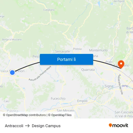 Antraccoli to Design Campus map