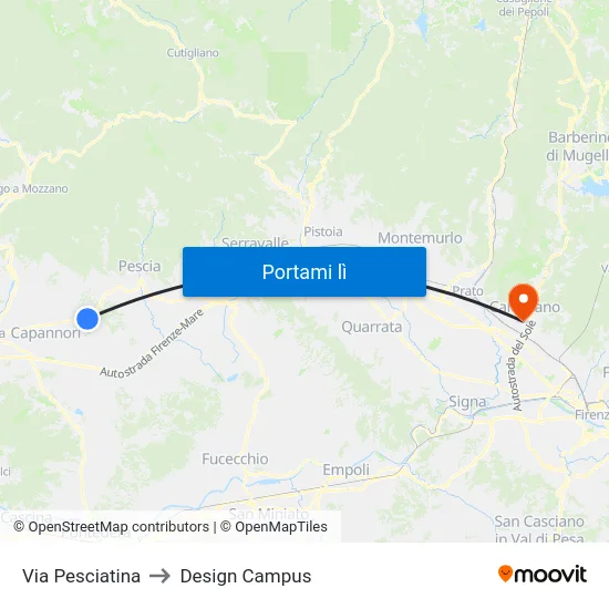 Via Pesciatina to Design Campus map