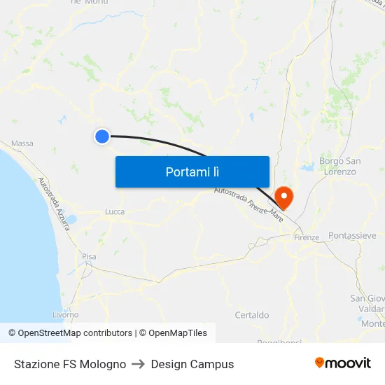 Stazione FS Mologno to Design Campus map