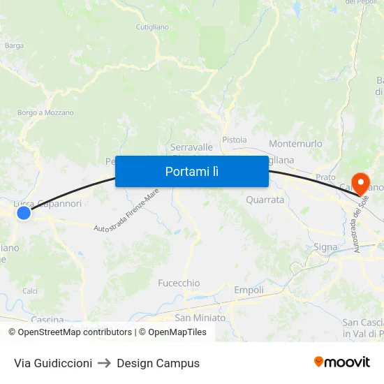 Via Guidiccioni to Design Campus map