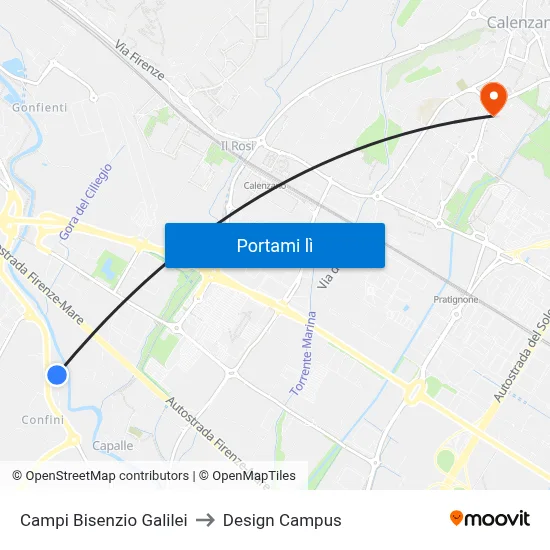 Campi Bisenzio Galilei to Design Campus map