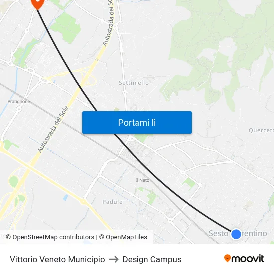 Vittorio Veneto Municipio to Design Campus map