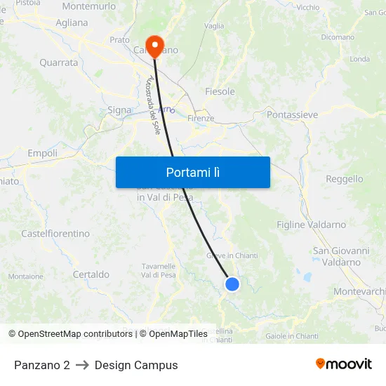 Panzano 2 to Design Campus map