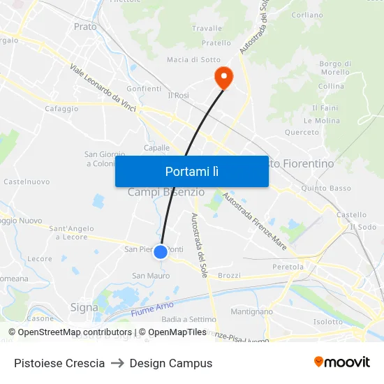 Pistoiese Crescia to Design Campus map