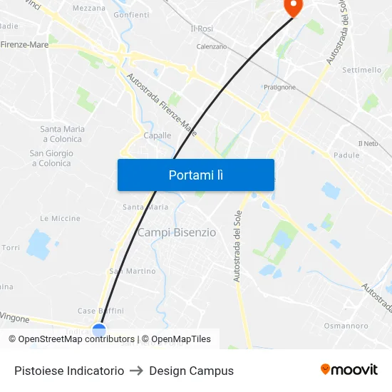 Pistoiese Indicatorio to Design Campus map