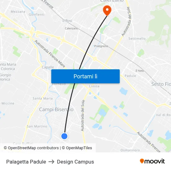 Palagetta Padule to Design Campus map