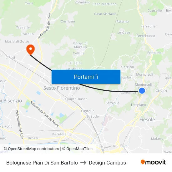 Bolognese Pian Di San Bartolo to Design Campus map