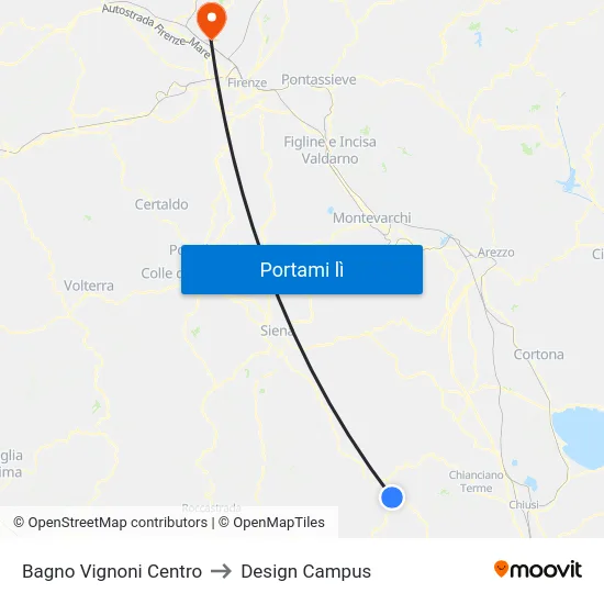 Bagno Vignoni Centro to Design Campus map