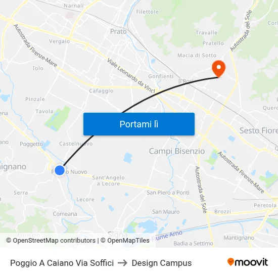 Poggio A Caiano Via Soffici to Design Campus map