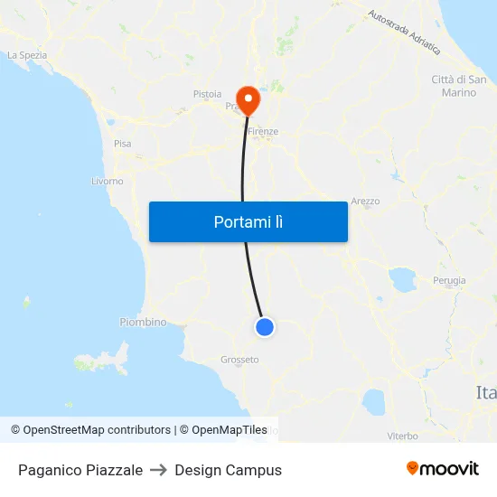 Paganico Piazzale to Design Campus map