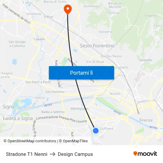 Stradone T1 Nenni to Design Campus map