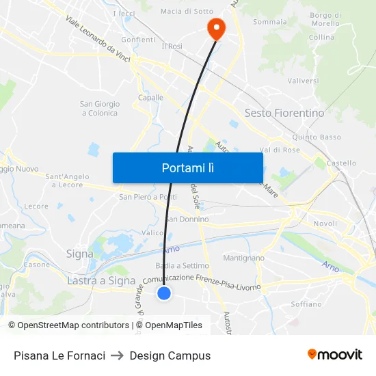 Pisana Le Fornaci to Design Campus map