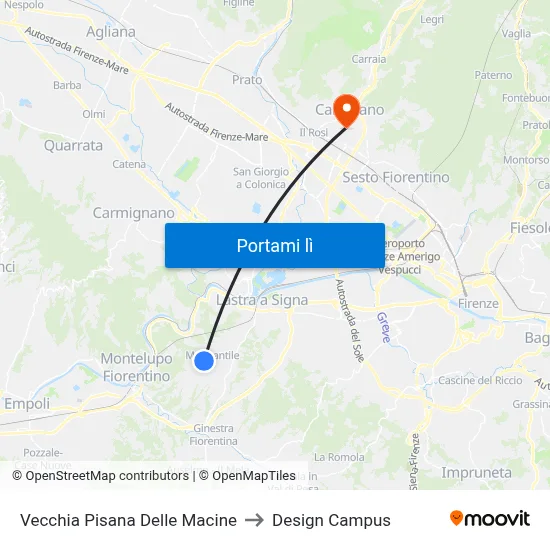 Vecchia Pisana Delle Macine to Design Campus map