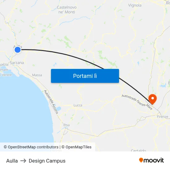 Aulla to Design Campus map