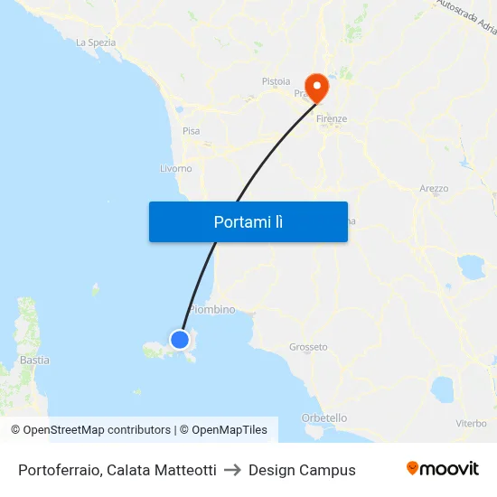 Portoferraio, Calata Matteotti to Design Campus map