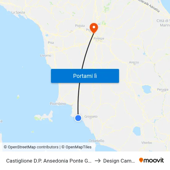 Castiglione D.P. Ansedonia Ponte Giorgin to Design Campus map