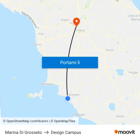 Marina Di Grosseto to Design Campus map