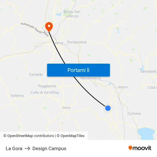 La Gora to Design Campus map