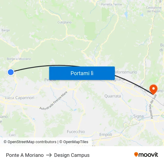 Ponte A Moriano to Design Campus map