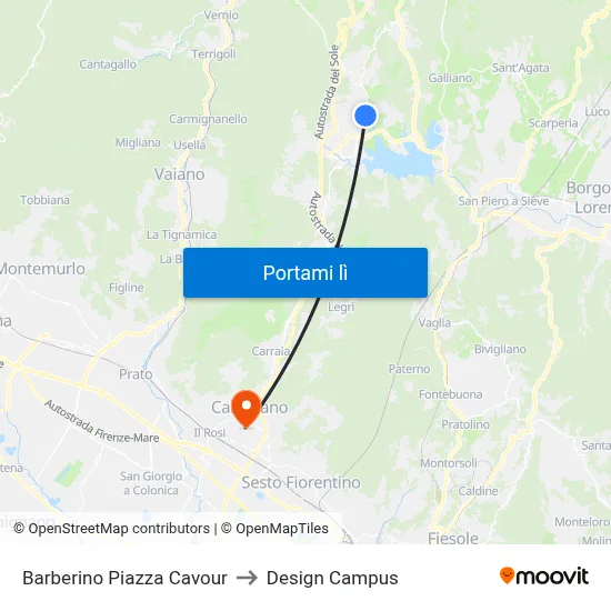 Barberino Piazza Cavour to Design Campus map