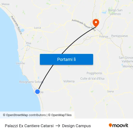 Palazzi Ex Cantiere Catarsi to Design Campus map