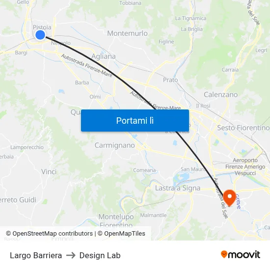 Largo Barriera to Design Lab map