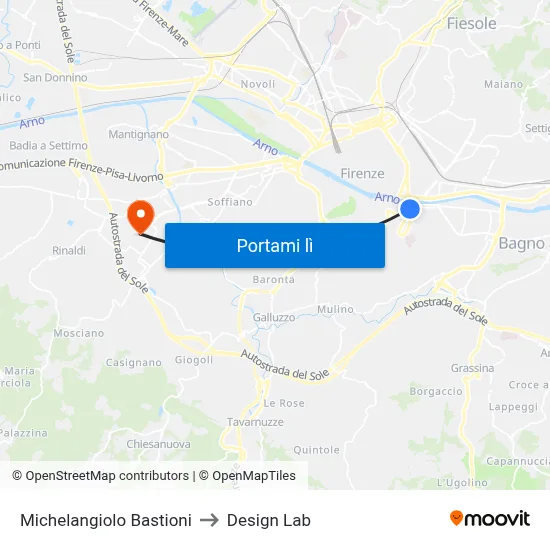 Michelangiolo Bastioni to Design Lab map