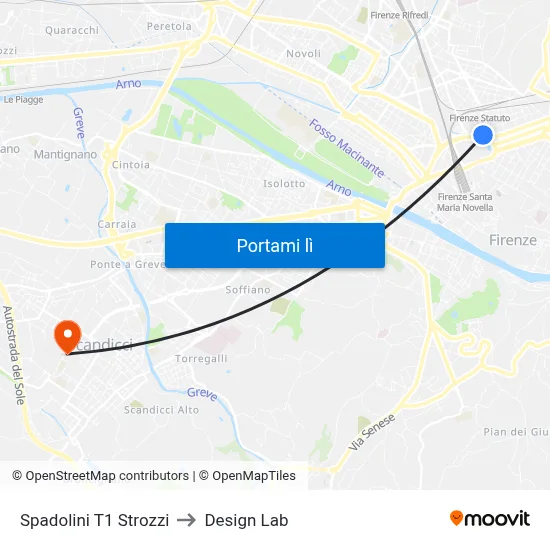 Spadolini T1 Strozzi to Design Lab map