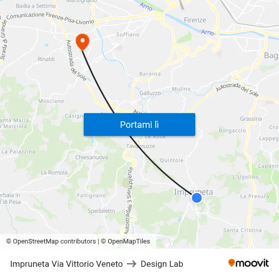 Impruneta Via Vittorio Veneto to Design Lab map