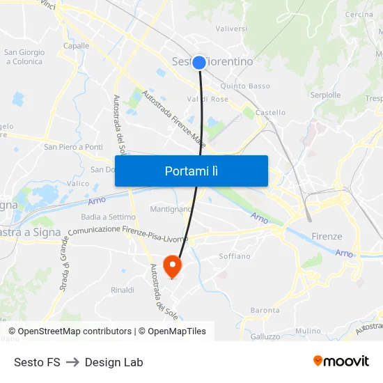 Sesto FS to Design Lab map