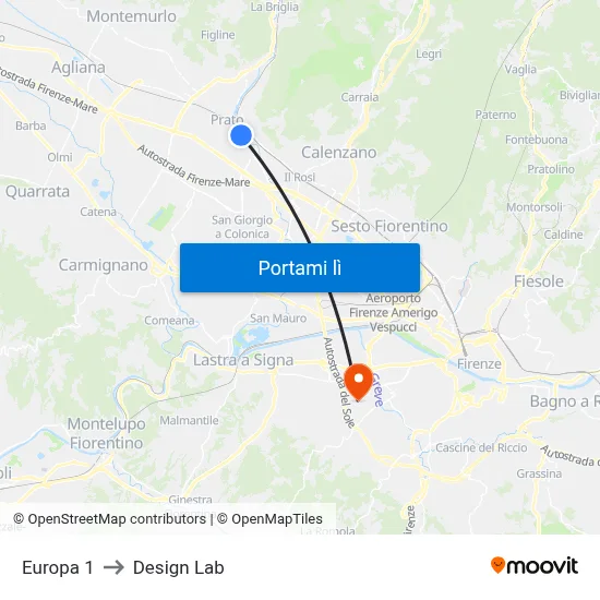 Europa 1 to Design Lab map