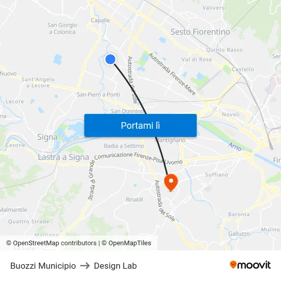 Buozzi Municipio to Design Lab map