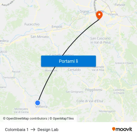 Colombaia 1 to Design Lab map