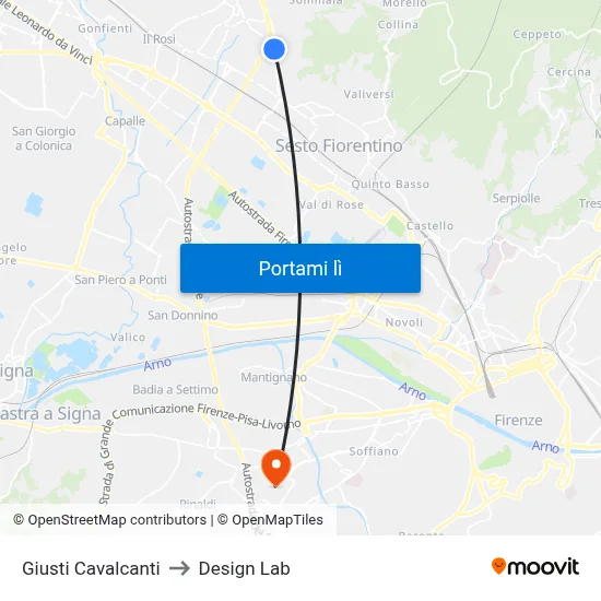 Giusti Cavalcanti to Design Lab map
