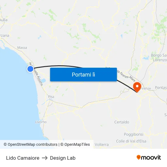 Lido Camaiore to Design Lab map
