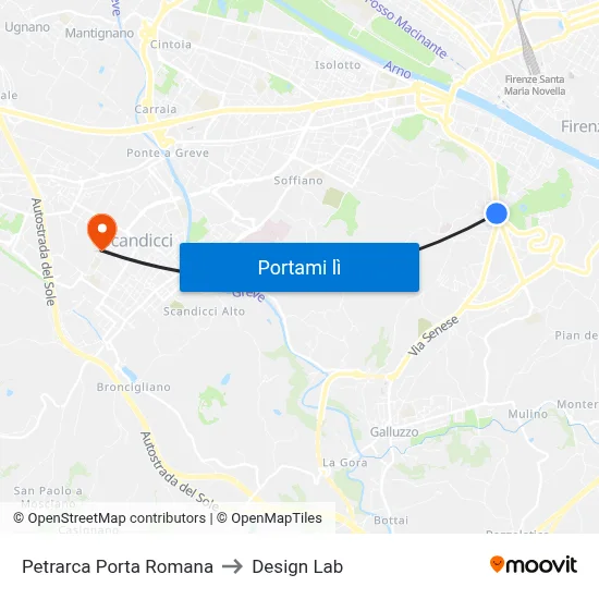 Petrarca Porta Romana to Design Lab map