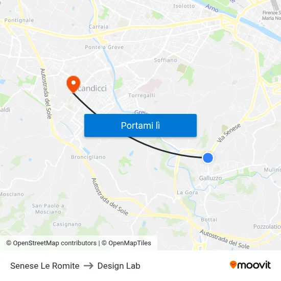 Senese Le Romite to Design Lab map